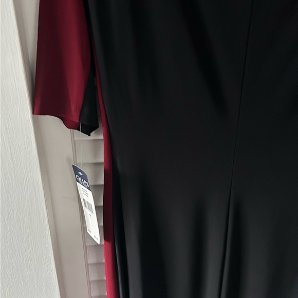 NWT Chaps BLACK RUCHED DRESS WITH DARK RED. Size L - Picture 6 of 8